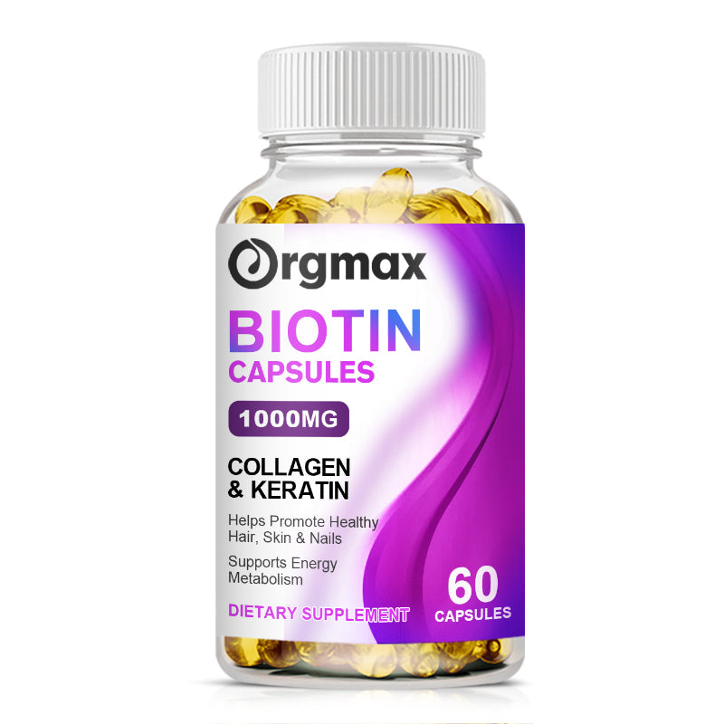 Orgmax Biotin Capsules Hair, Skin & Nails Supplement - Conditioned, Healthy Skin - Strong, Thick, Shiny Hair & Nails - Non-GMO Formula
