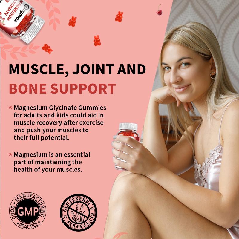 Orgmax Magnesium Glycinate Gummies Vitamin Calcium Pottasium Coenzyme Q10 60Pcs Sour Cherry Flavour Sleep Quality Supplement