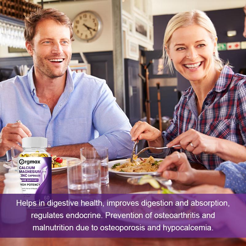 Orgmax Calcium Magnesium Zinc Capsules Promotes Strong Bones Teeth Supports Nerve & MuscleFunction Supplement Multi-Nutrients Enhance Immunity
