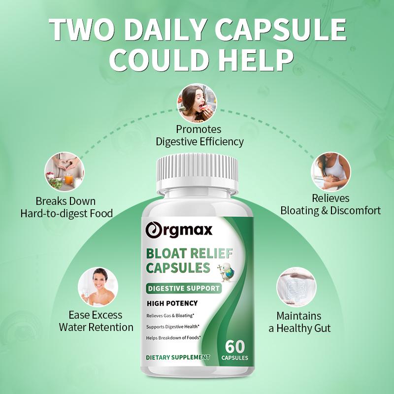 Orgmax Bloating Relief Capsules Helps Relieve Occasional Gas & Bloating After Meals, Post-Meal Comfort Support, Fennel Seeds Extract