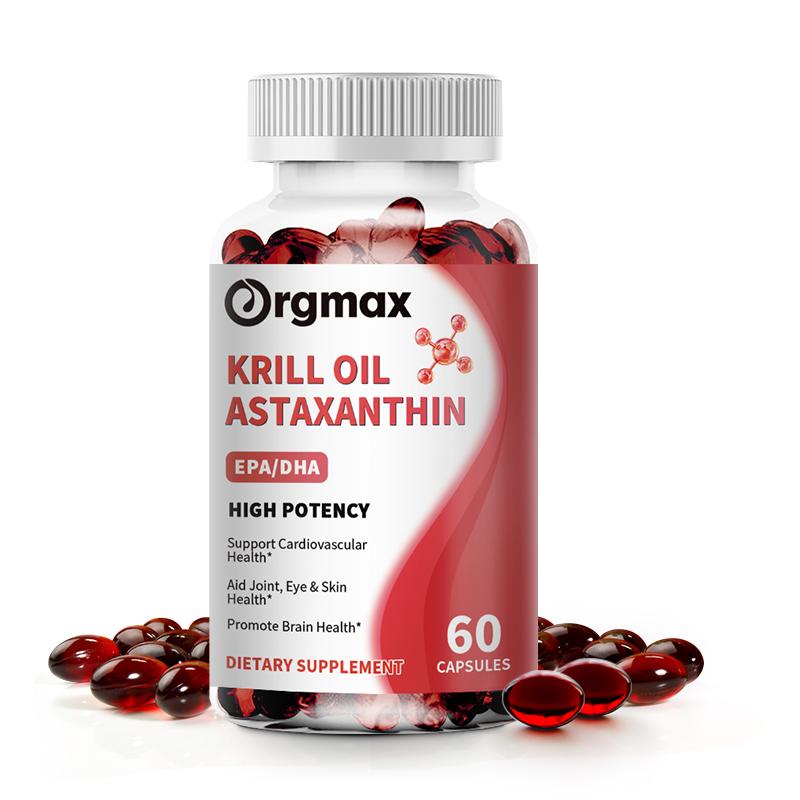 Orgmax Krill Oil Astaxanthin EPA DHA Capsules Dietary Supplement