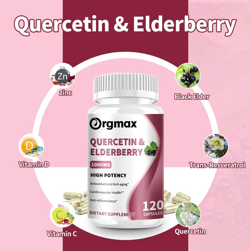 Quercetin Elderberry 1000MG High Potency Capsules Dietary Supplement