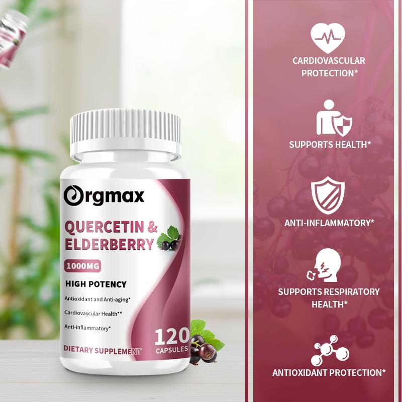 Quercetin Elderberry 1000MG High Potency Capsules Dietary Supplement