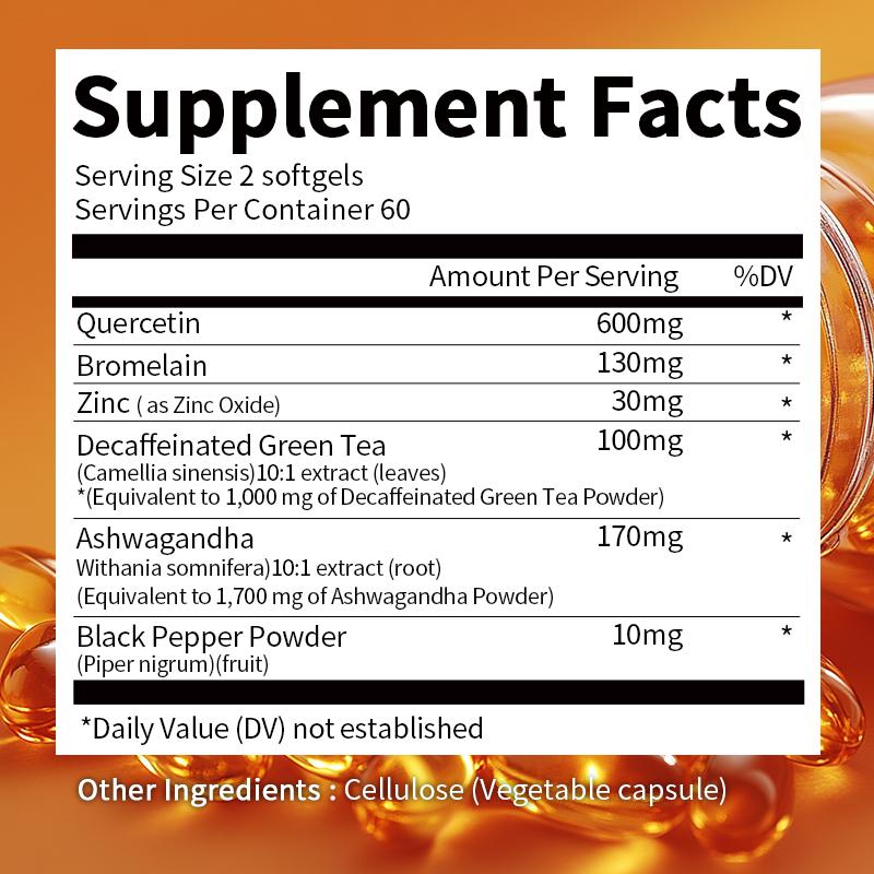 Orgmax Quercetin Capsules, Dietary Supplement, Antioxidant Support for Cardiovascular and Immune Health