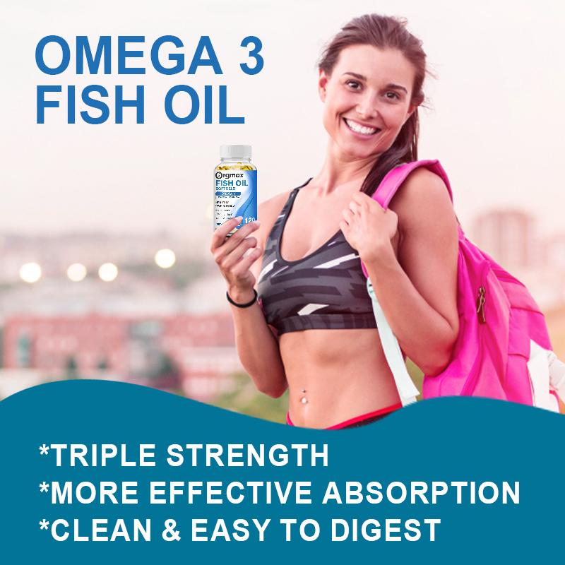 Fish Oil Omega 3 Supplement Rich in Vitamin E Supports Heart, Brain, Joints & Skin Care Improves Digestive Health Triple Strength 800mg 120 Softgels