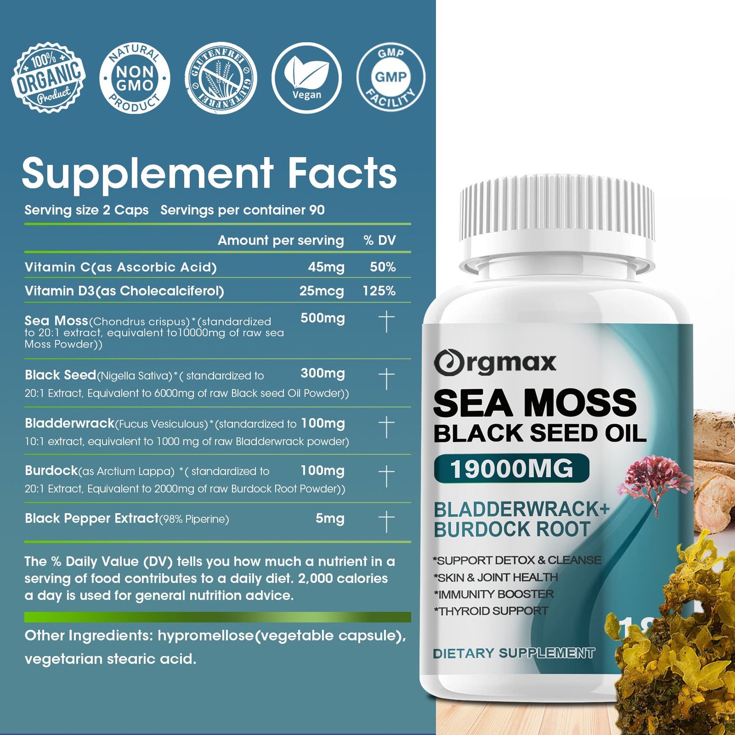 Orgmax Sea Moss Black Seed Oil Capsules