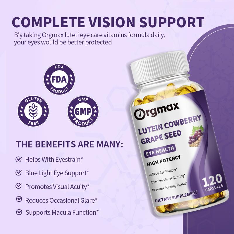 Orgmax Lutein Cowberry Grape Seed Eye Health Dietary Supplement