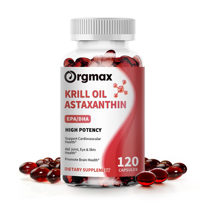 Orgmax Krill Oil Astaxanthin EPA DHA Capsules Dietary Supplement