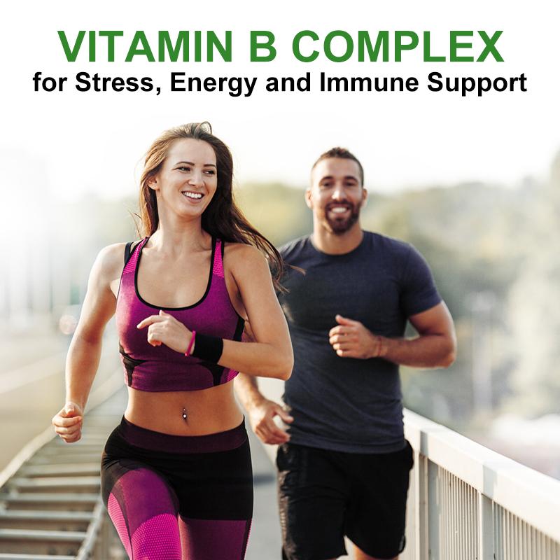 Orgmax Vitamin B Complex Capsules Whole Food Supplement B1, B2, B3, B5, B6, B7, B9, B12 for Stress, Energy and Immune Support