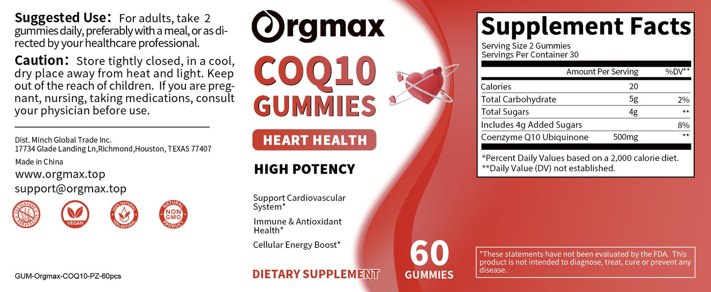 Orgmax COQ10 Gummies Dietary Supplement