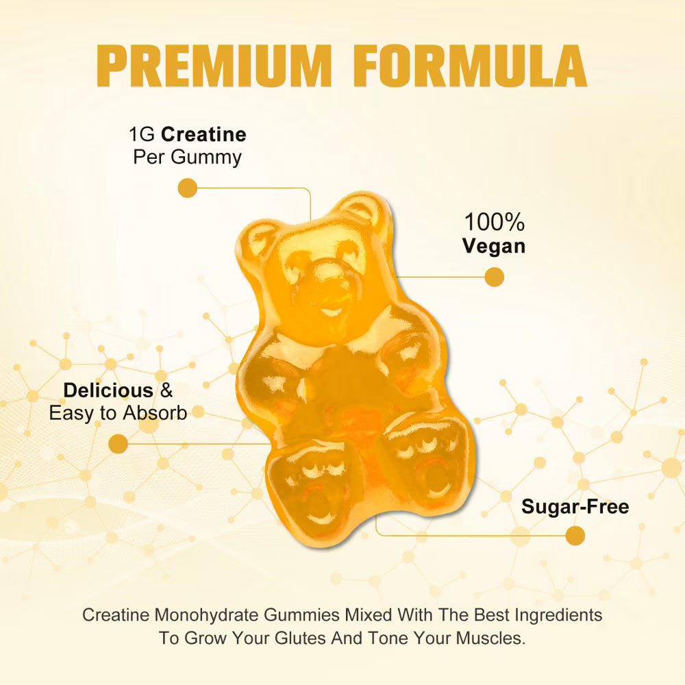 Creatine Monohydrate Gummies for Men & Women, Chewables Creatine Monohydrate for Muscle Strength, Energy Boost, Pre-Workout Supplement-90 Pineapple Gummies
