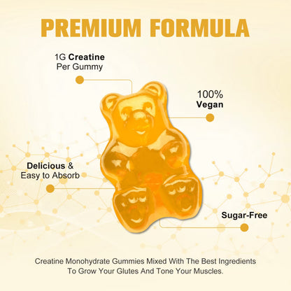 Creatine Monohydrate Gummies for Men & Women, Chewables Creatine Monohydrate for Muscle Strength, Energy Boost, Pre-Workout Supplement-90 Pineapple Gummies