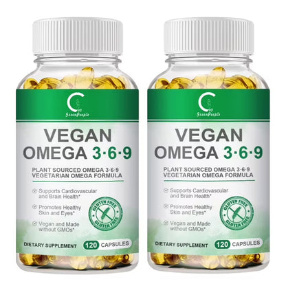 (2 Pack) Omega 3 6 9 Vegan Capsules | 5 in 1 Essential Fatty Acid Complex - 240 Count