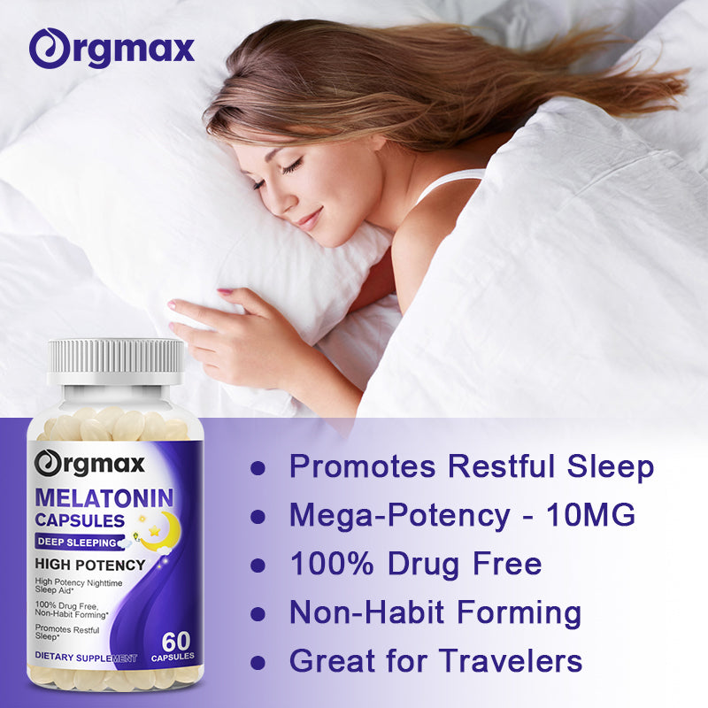 Orgmax High-Potency Melatonin Softgels | Non-Habit Forming with Omega 3-6-9 & B6 | 120 Capsules (60 Servings)