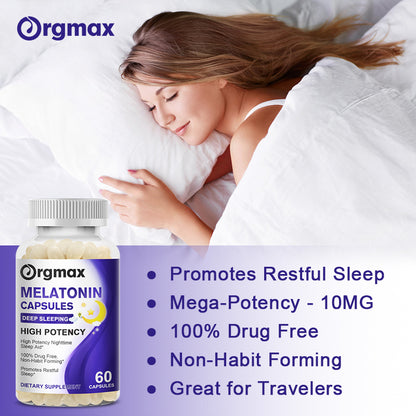 Orgmax High-Potency Melatonin Softgels | Non-Habit Forming with Omega 3-6-9 & B6 | 120 Capsules (60 Servings)