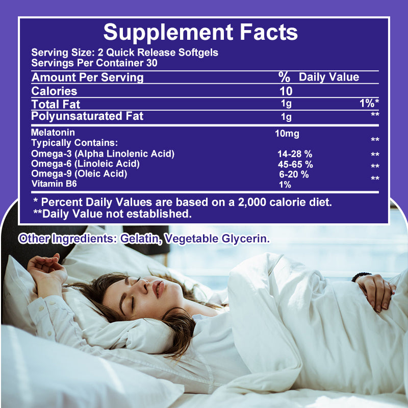 Orgmax High-Potency Melatonin Softgels | Non-Habit Forming with Omega 3-6-9 & B6 | 120 Capsules (60 Servings)
