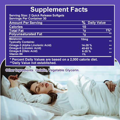 Orgmax High-Potency Melatonin Softgels | Non-Habit Forming with Omega 3-6-9 & B6 | 120 Capsules (60 Servings)