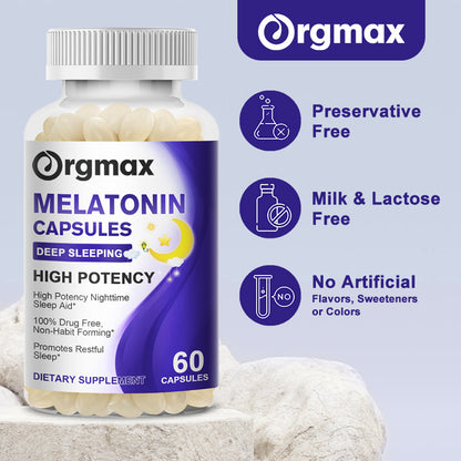 Orgmax High-Potency Melatonin Softgels | Non-Habit Forming with Omega 3-6-9 & B6 | 120 Capsules (60 Servings)