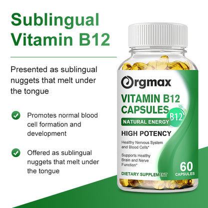 Orgmax Vitamin B12 Capsules 500mcg Natural Energy B12 and High Potency, 120 Capsules