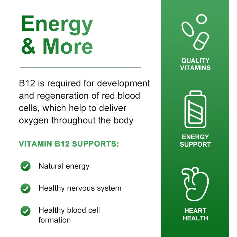 Orgmax Vitamin B12 Capsules 500mcg Natural Energy B12 and High Potency, 120 Capsules