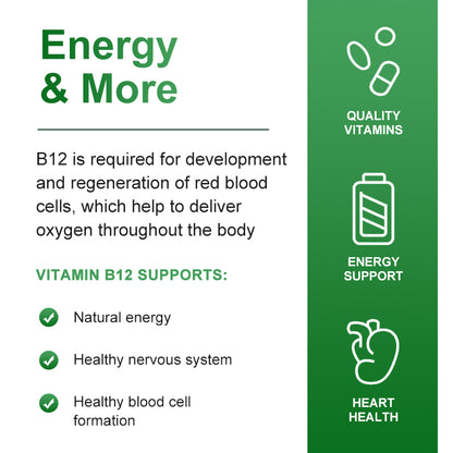 Orgmax Vitamin B12 Capsules 500mcg Natural Energy B12 and High Potency, 120 Capsules
