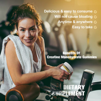 Creatine Monohydrate Gummies for Men & Women, Chewables Creatine Monohydrate for Muscle Strength, Energy Boost, Pre-Workout Supplement-90 Pineapple Gummies