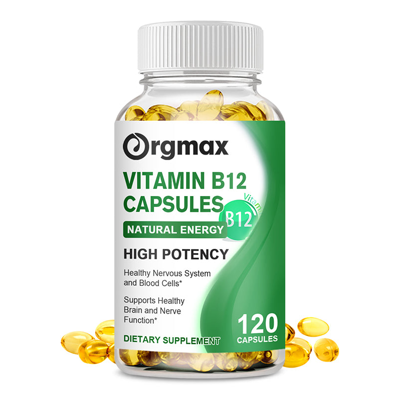 Orgmax Vitamin B12 Capsules 500mcg Natural Energy B12 and High Potency, 120 Capsules