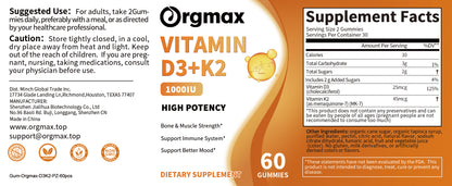 Orgmax Vitamin D3+K2, Muscle, Immune System & Mood Support