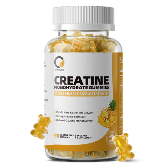 Creatine Monohydrate Gummies for Men & Women, Chewables Creatine Monohydrate for Muscle Strength, Energy Boost, Pre-Workout Supplement-90 Pineapple Gummies