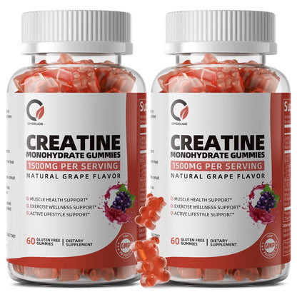 (2 Pack)Creatine Monohydrate Gummies for Women & Men, Boost Focus, Strength, and Endurance, Gluten-Free, Non-GMO, 4 Grams of Creatine per Serving