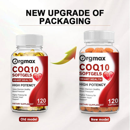 COQ10 Capsules Coenzyme Q10 300mg Supports Heart&Blood Vessels Health and Cellular Energy Production Liver Detox