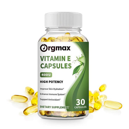 Orgmax Vitamin E 180 mg (400 IU), High Potency Vitamin Capsules, 120 Count