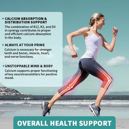 Vitamin D3+K2+B12 Supplement for Regulate Calcium Metabolism Bone Health & Mood Balance Supplement Immunity System