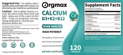 Vitamin D3+K2+B12 Supplement for Regulate Calcium Metabolism Bone Health & Mood Balance Supplement Immunity System