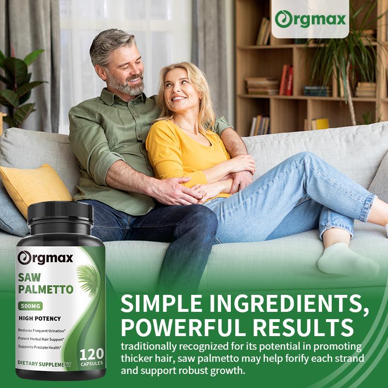 Orgmax Saw Palmetto capsules Boosts Nitric Oxide Energy Stamina Hormones Balance Hair Thinning Relief Skin Beauty Health