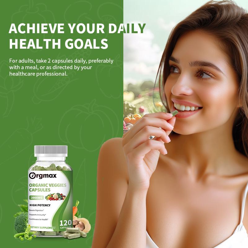 17 in 1 Daily Superfoods Capsules Supplement with Organic Spinach For Digestive and Cardiovascular Health