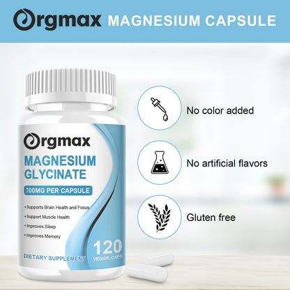 Orgmax Magnesium Glycinate capsule Magnesium Nutrition Diet Supplement Memory weak Bone joint Health Sleep Quality Muscle cramps