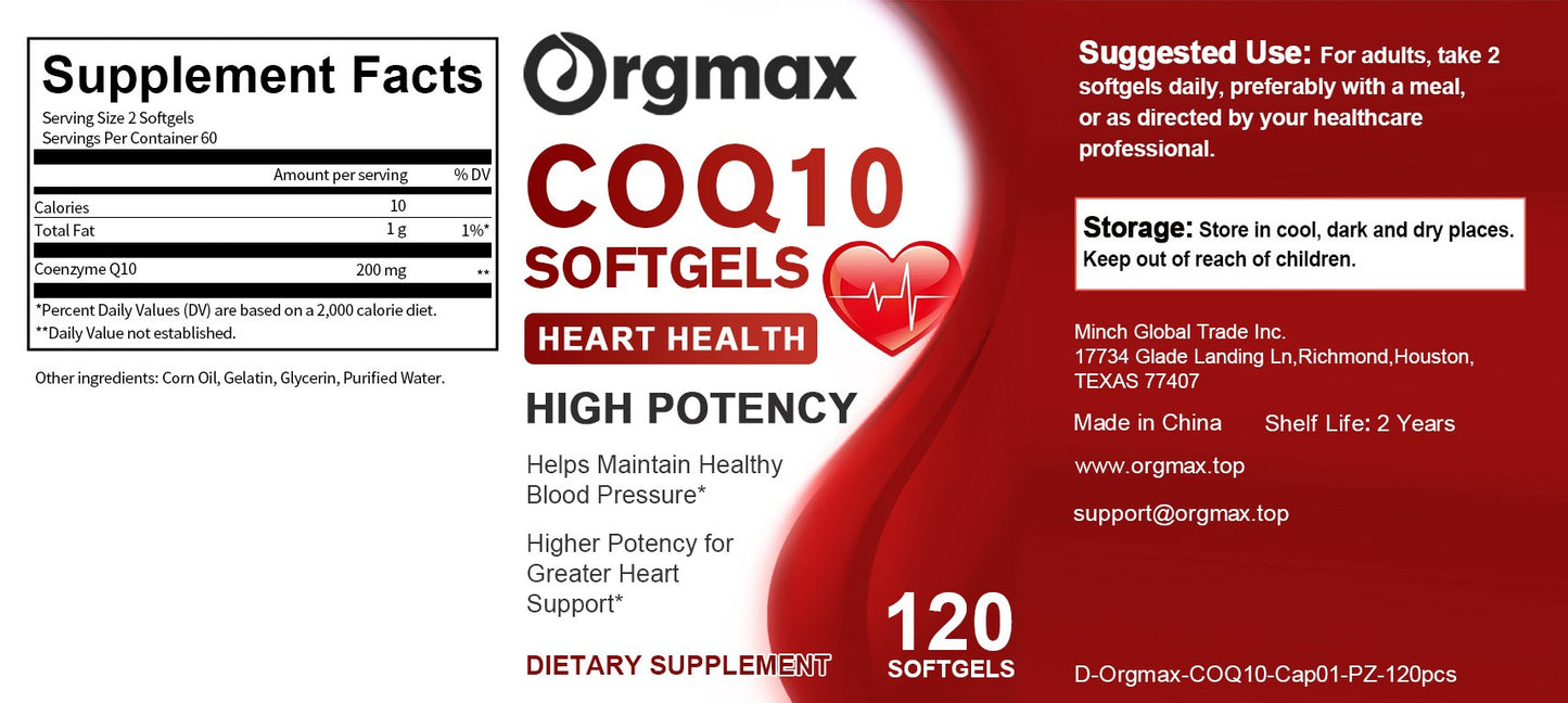 COQ10 Capsules Coenzyme Q10 300mg Supports Heart&Blood Vessels Health and Cellular Energy Production Liver Detox