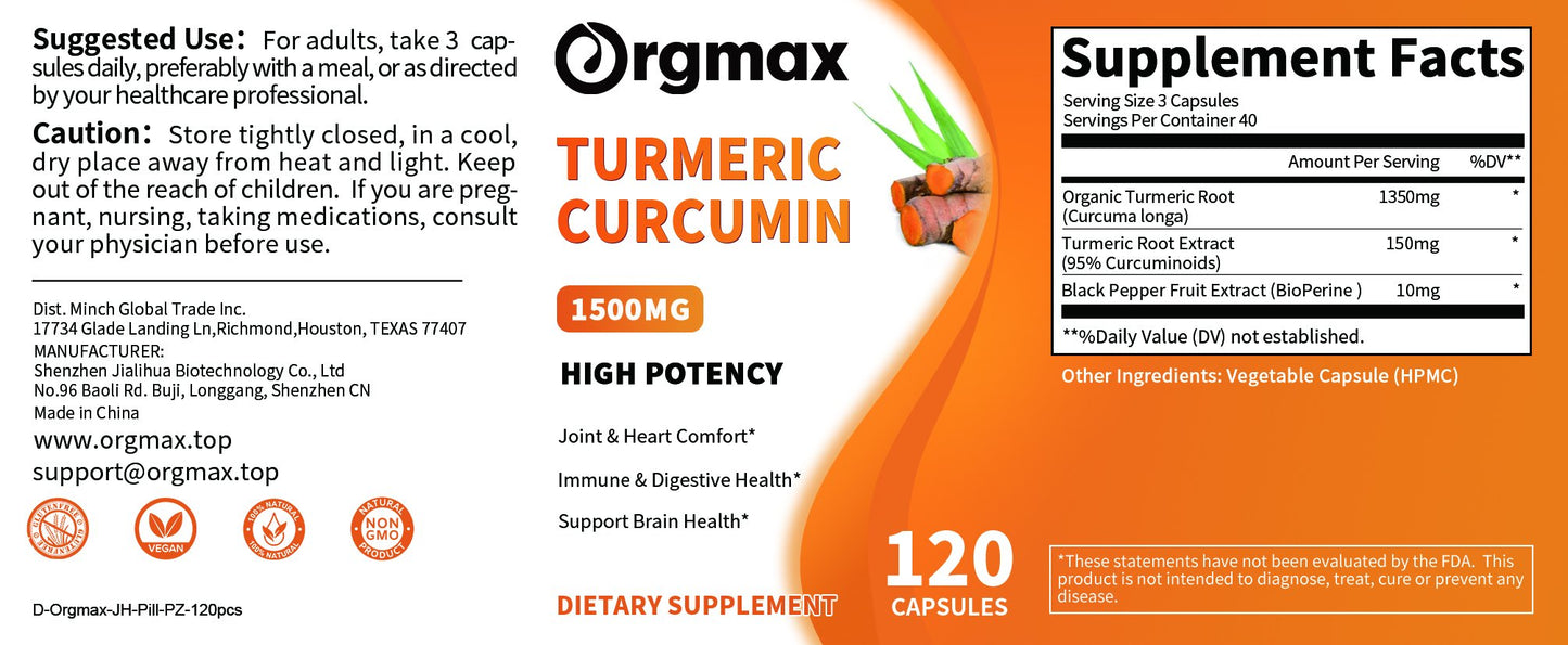 Turmeric & Ginger Capsules Organic Black Pepper, Apple Cider Vinegar, Supports Metabolism, Cardiovascular Health & Joint Health