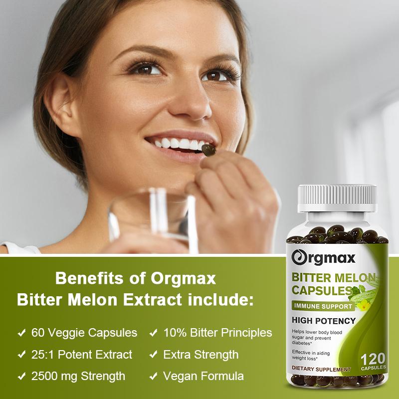 Orgmax Nature Bitter Melon Extract Capsule Regulate Blood Vessels Lower Blood Sugar Vitamin B12 Supplement Plant-insulin Slimming Help Health