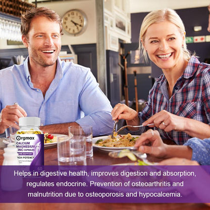 Orgmax Calcium Magnesium Zinc Capsules Promotes Strong Bones Teeth Supports Nerve & MuscleFunction Supplement Multi-Nutrients Enhance Immunity 2 Pack