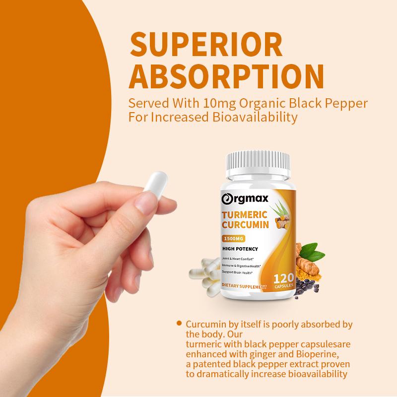Turmeric & Ginger Capsules Organic Black Pepper, Apple Cider Vinegar, Supports Metabolism, Cardiovascular Health & Joint Health