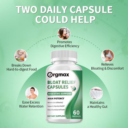 Orgmax Bloating Relief Capsules Helps Relieve Occasional Gas & Bloating After Meals, Post-Meal Comfort Support, Fennel Seeds Extract