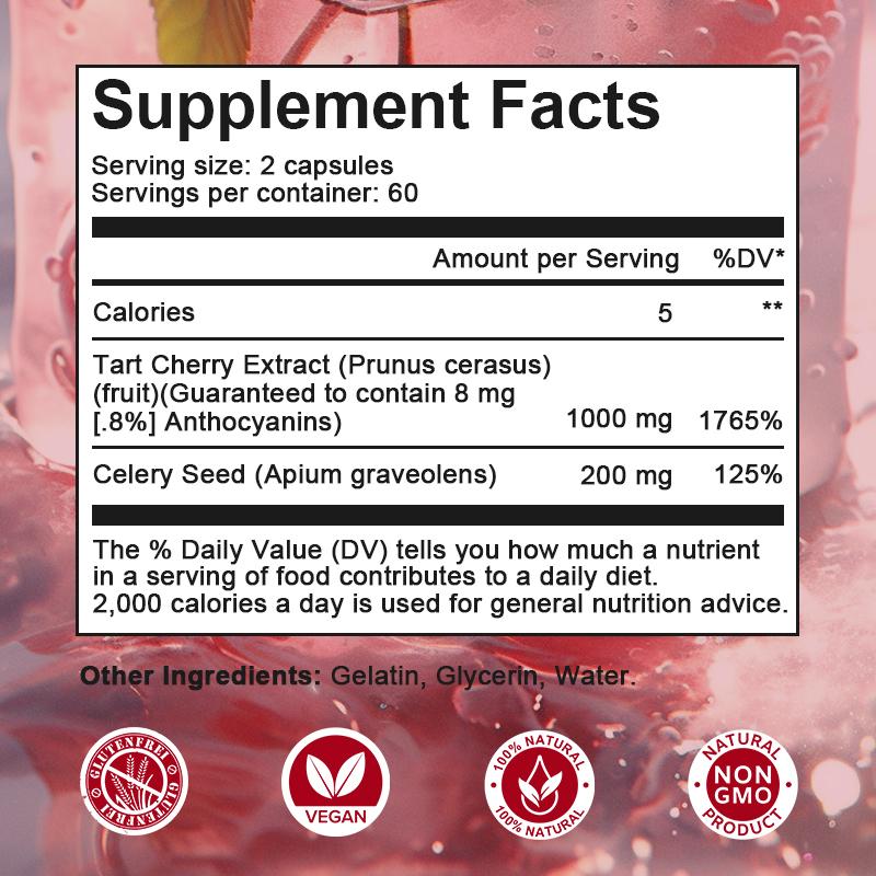 Orgmax Tart Cherry Bilberry Celery Seed Capsules 120pcs