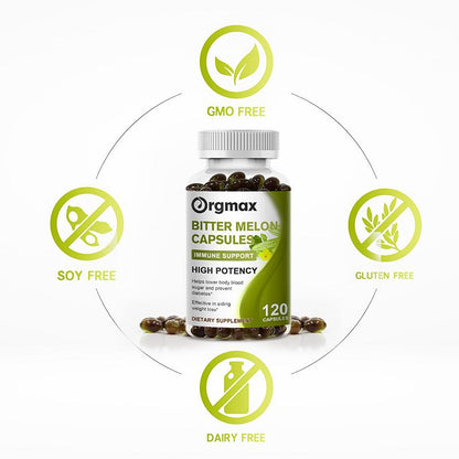Orgmax Nature Bitter Melon Extract Capsule Regulate Blood Vessels Lower Blood Sugar Vitamin B12 Supplement Plant-insulin Slimming Help Health