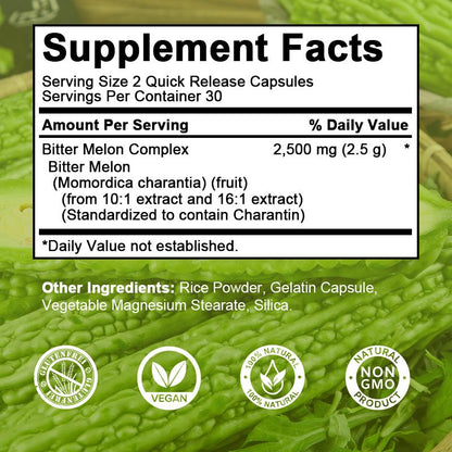 Orgmax Nature Bitter Melon Extract Capsule Regulate Blood Vessels Lower Blood Sugar Vitamin B12 Supplement Plant-insulin Slimming Help Health