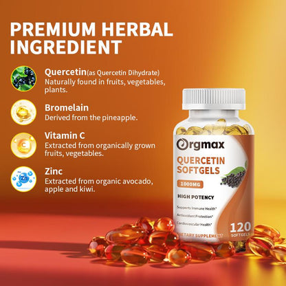 Orgmax Quercetin Capsules, Dietary Supplement, Antioxidant Support for Cardiovascular and Immune Health