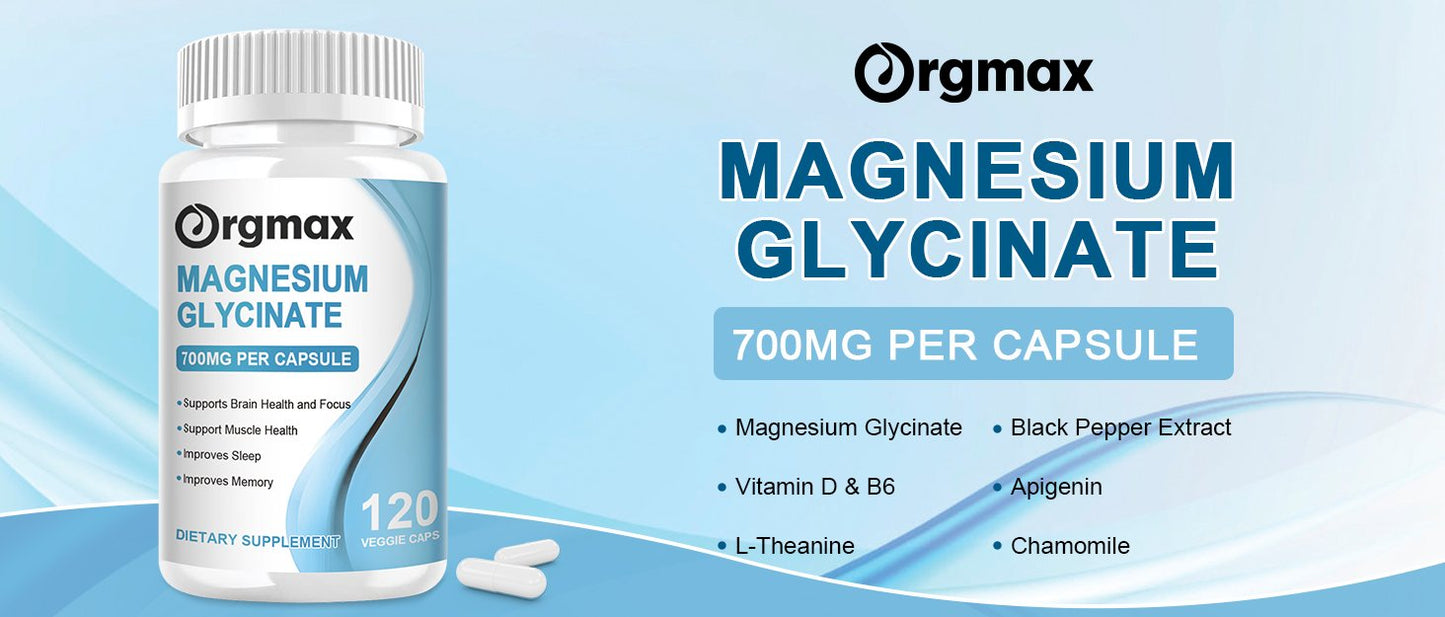 Orgmax Magnesium Glycinate capsule Magnesium Nutrition Diet Supplement Memory weak Bone joint Health Sleep Quality Muscle cramps