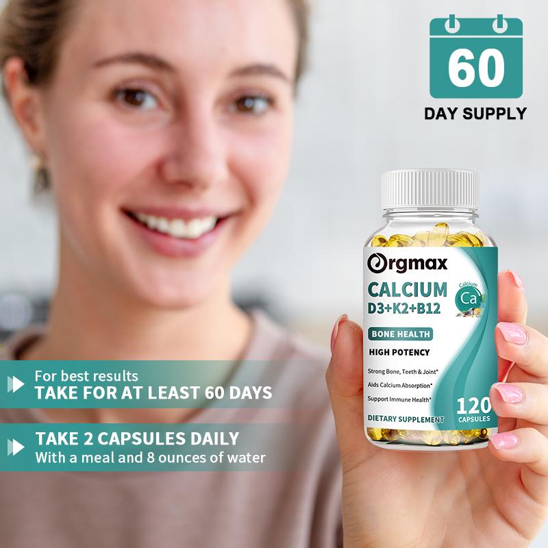 Vitamin D3+K2+B12 Supplement for Regulate Calcium Metabolism Bone Health & Mood Balance Supplement Immunity System