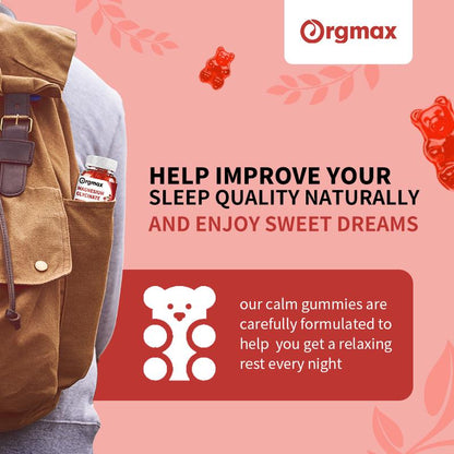 Orgmax Magnesium Glycinate Gummies Vitamin Calcium Pottasium Coenzyme Q10 60Pcs Sour Cherry Flavour Sleep Quality Supplement